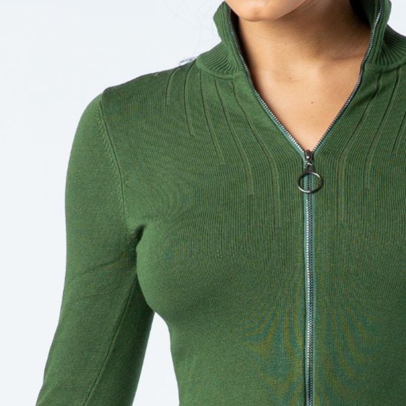 olive zipper knit dress - Picture 10 of 10